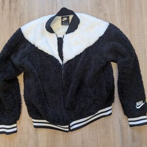 Nike Black and White Fleece Jacket